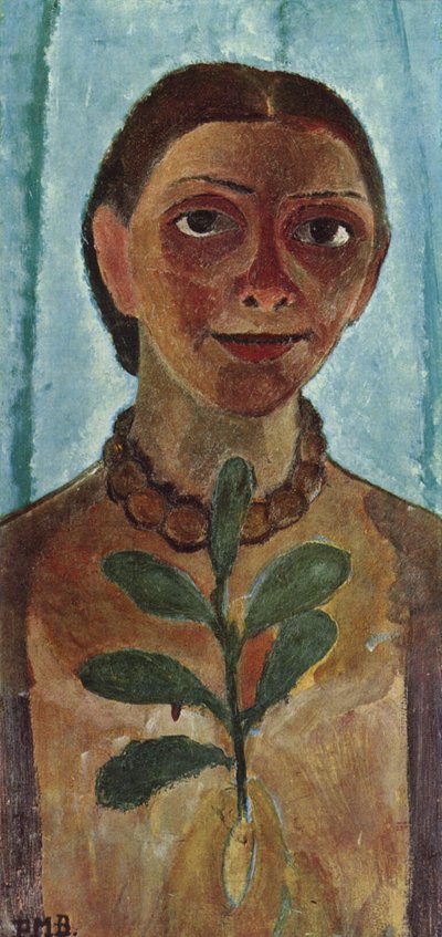 De schilderes met camelia tak door Paula Modersohn Becker